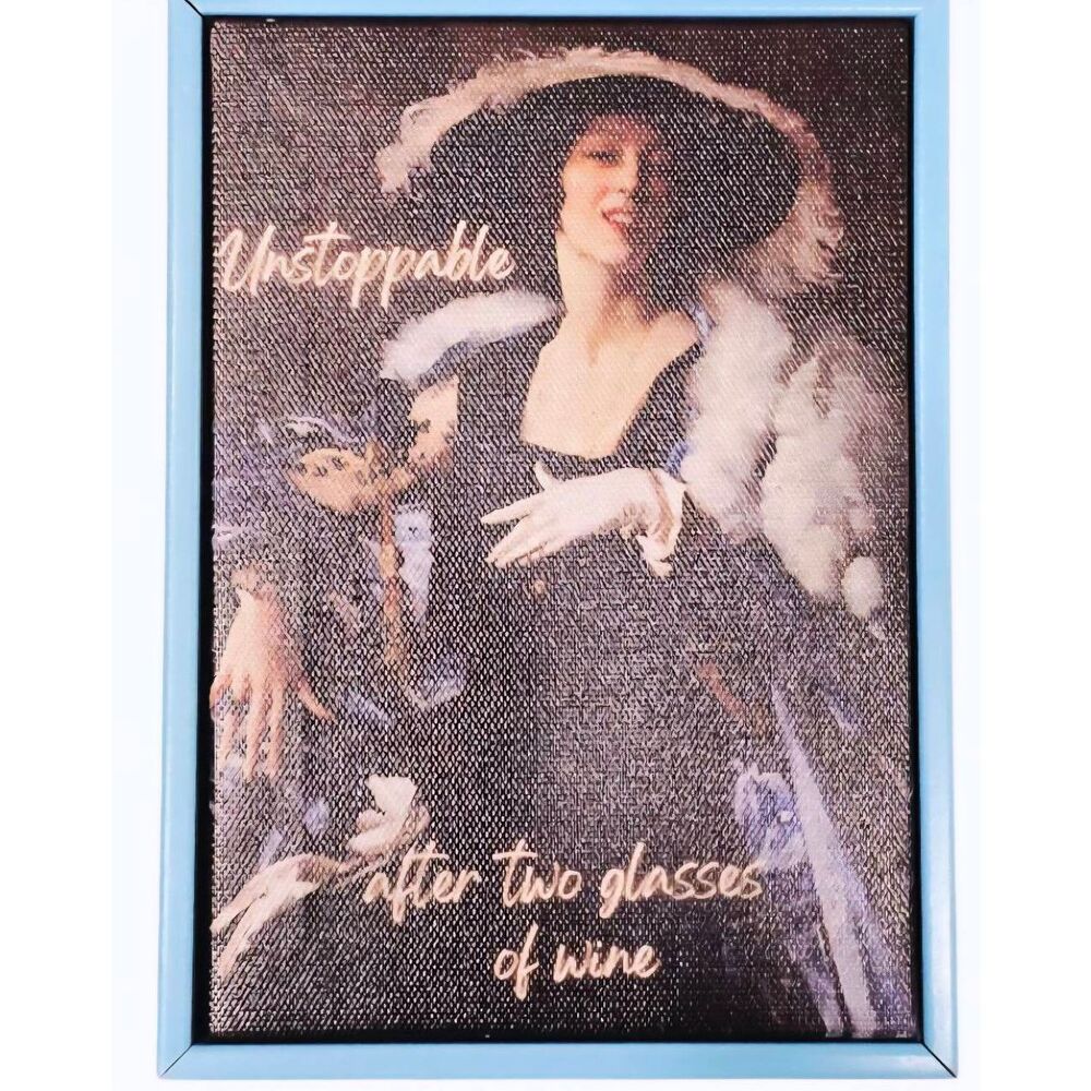 At Home Unstoppable After Two Glasses of Wine Framed Canvas Wall Decor